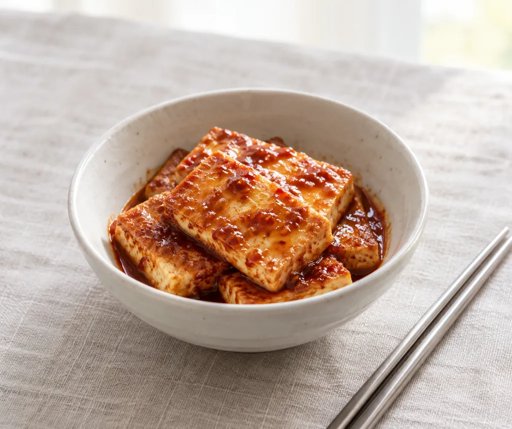 絹ごし豆腐のピリ辛韓国風焼きの完成イメージ