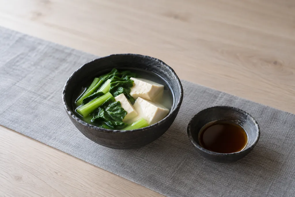 小松菜の湯豆腐の完成イメージ