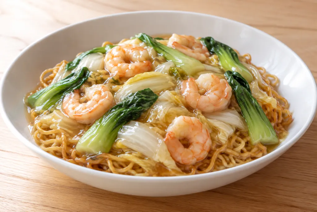 時短えびと白菜の中華あんかけ麺の完成イメージ