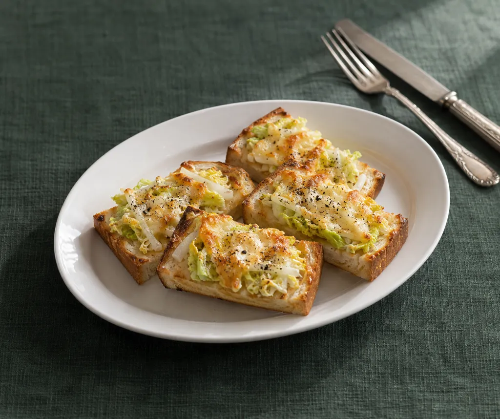白菜と食パンの味噌チーズトーストの完成イメージ