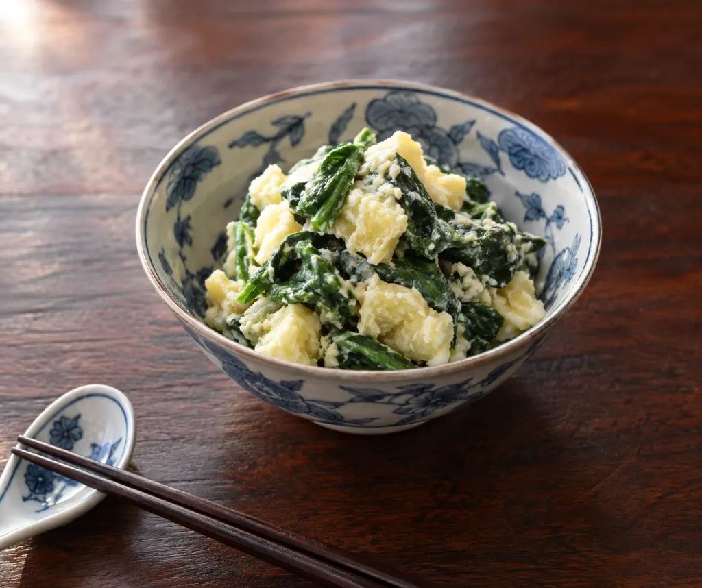 ほうれん草の中華ポテトサラダの完成イメージ