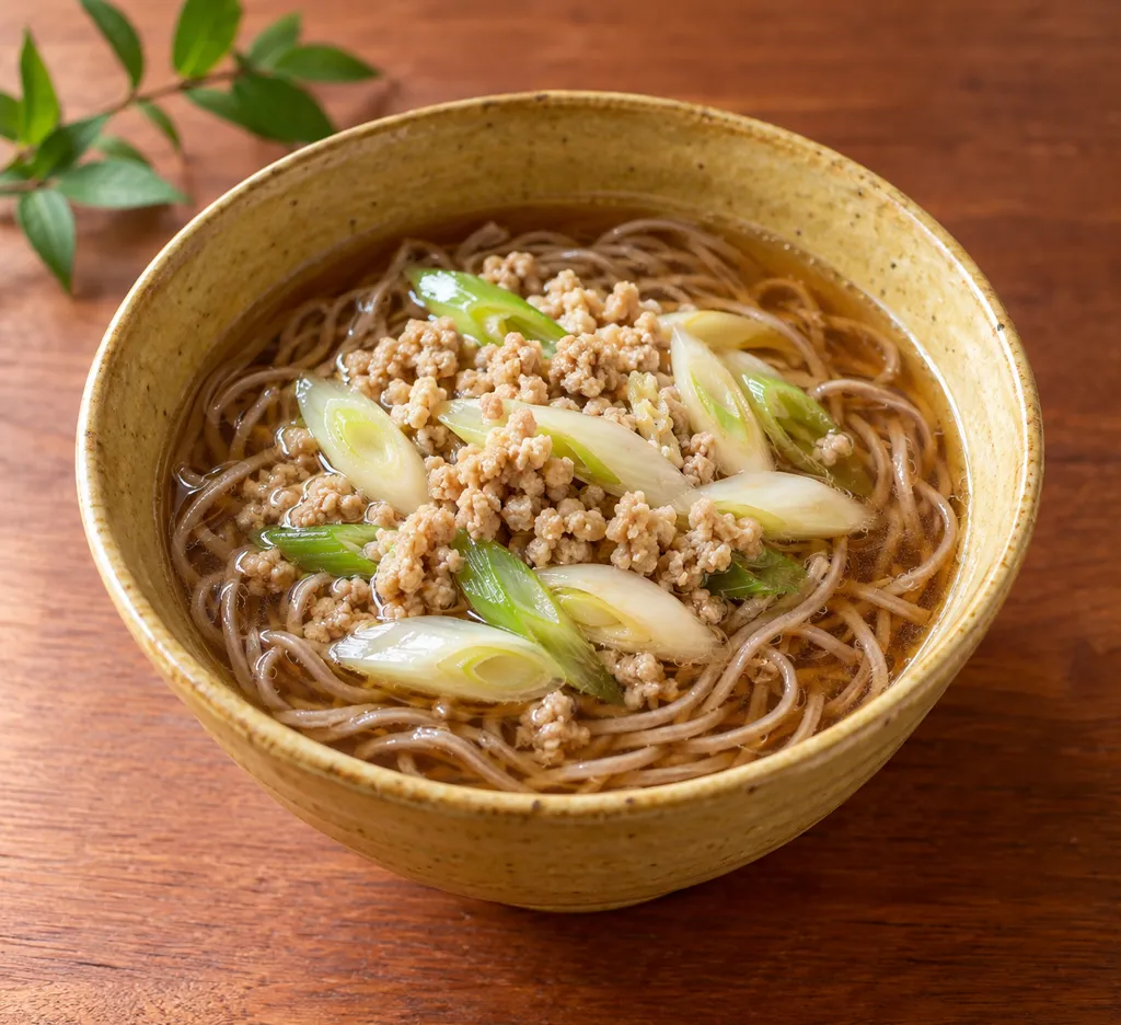鶏ひき肉とねぎの肉そばの完成イメージ