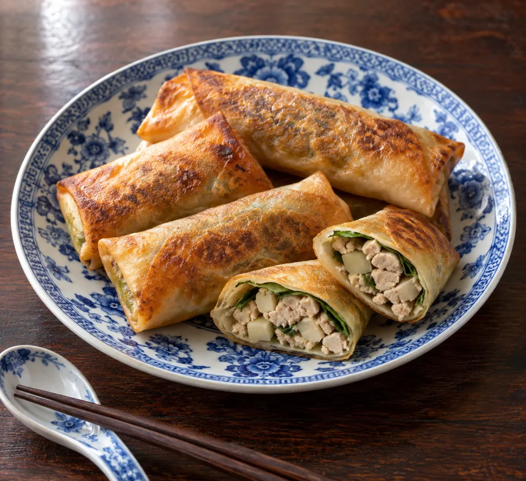 鶏ひき肉とれんこんの春巻きの完成イメージ