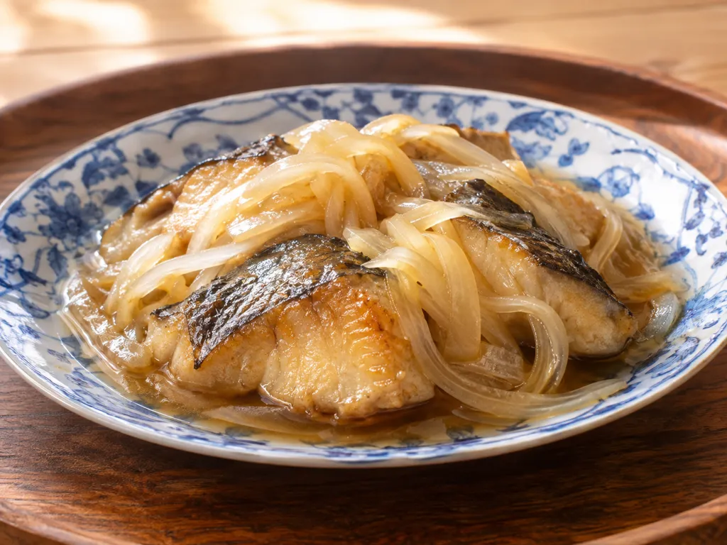さわらと玉ねぎの南蛮漬け風の完成イメージ