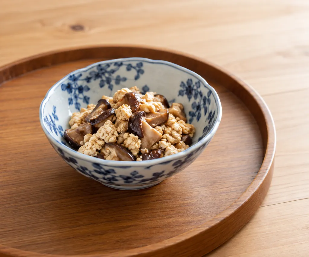 豆腐としいたけのそぼろ炒りの完成イメージ