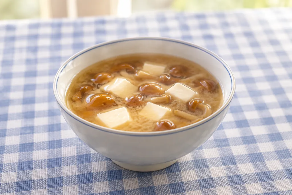 豆腐となめこの味噌汁の完成イメージ