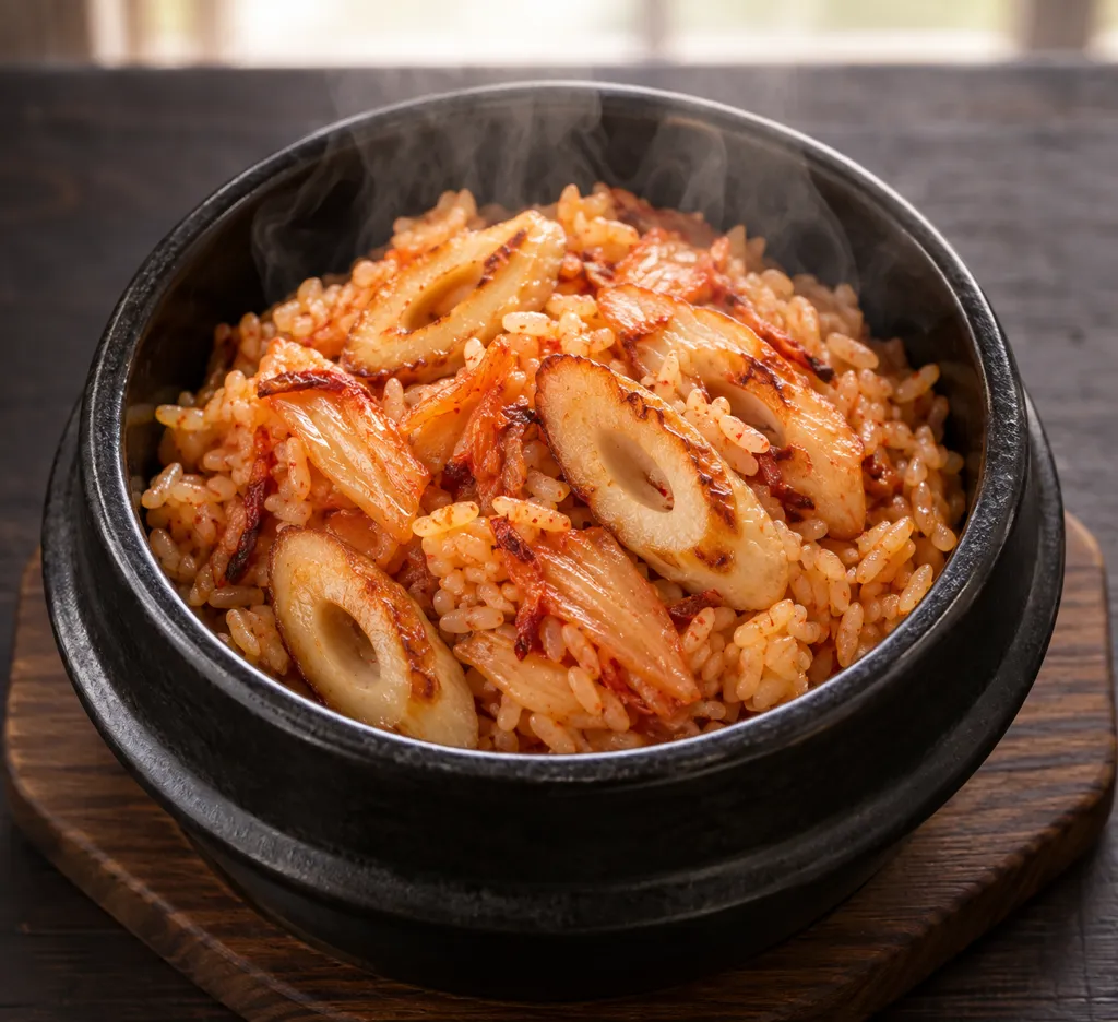 ちくわとキムチの香ばし炒めごはんの完成イメージ