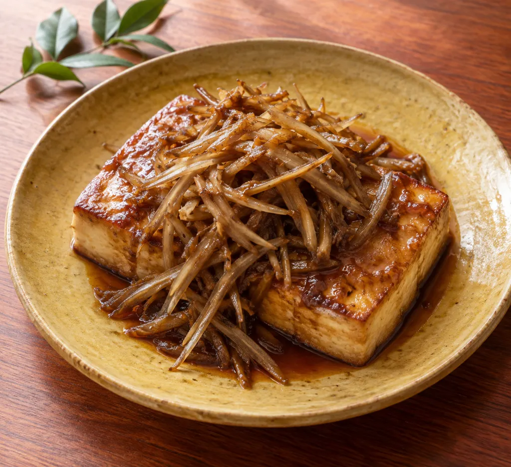 豆腐とごぼうの味噌だれステーキの完成イメージ