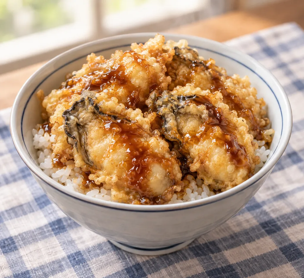 牡蠣の天丼の完成イメージ