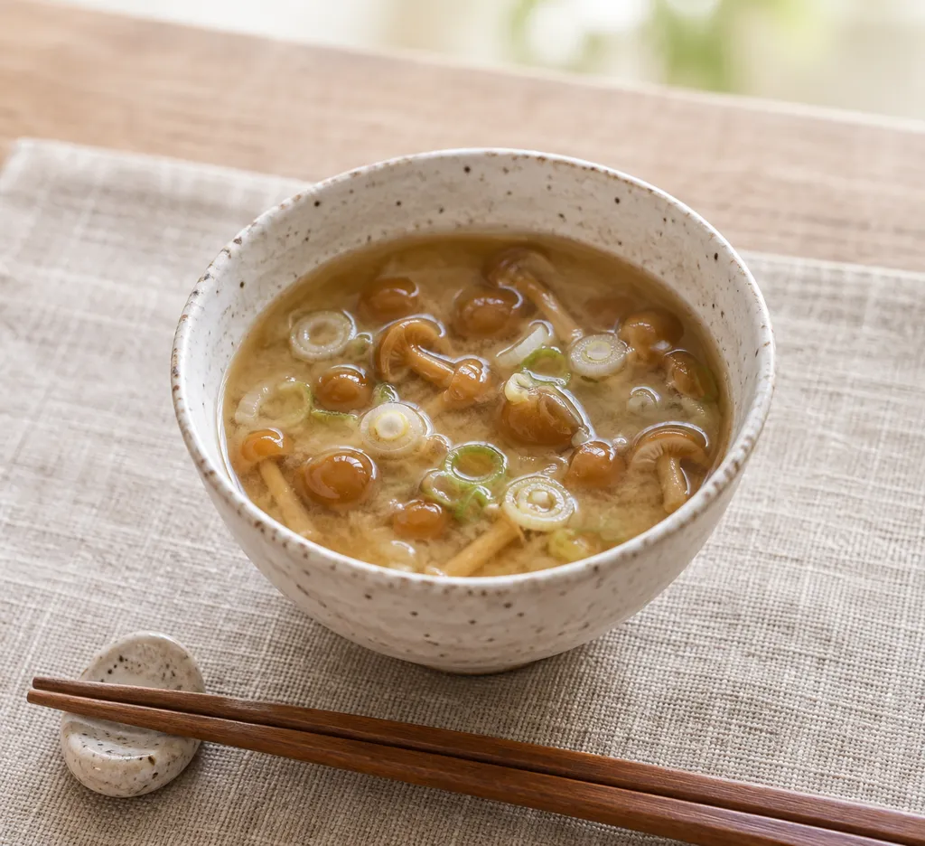 なめことねぎの味噌汁の完成イメージ