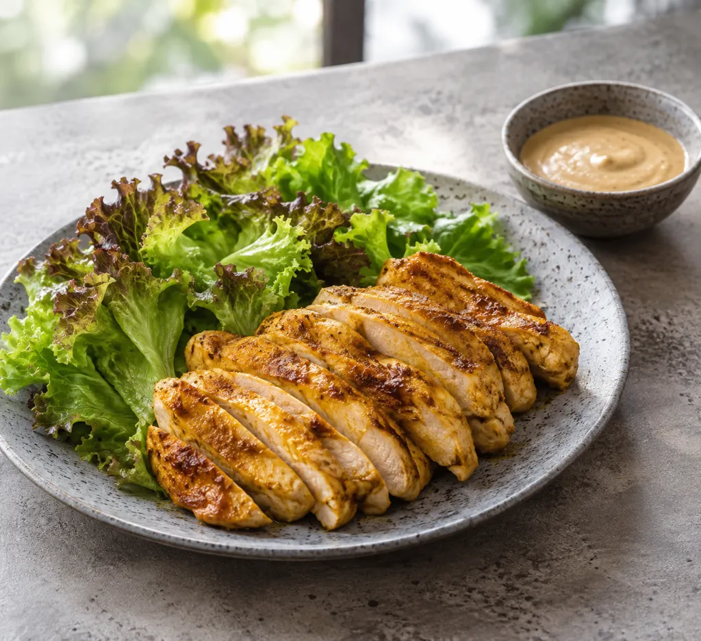 鶏むねとサニーレタスのサテ風焼きの完成イメージ