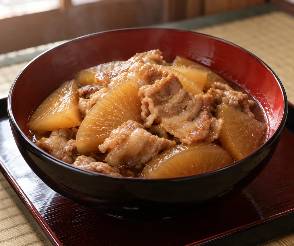 時短豚バラ肉と大根の甘辛煮の完成イメージ