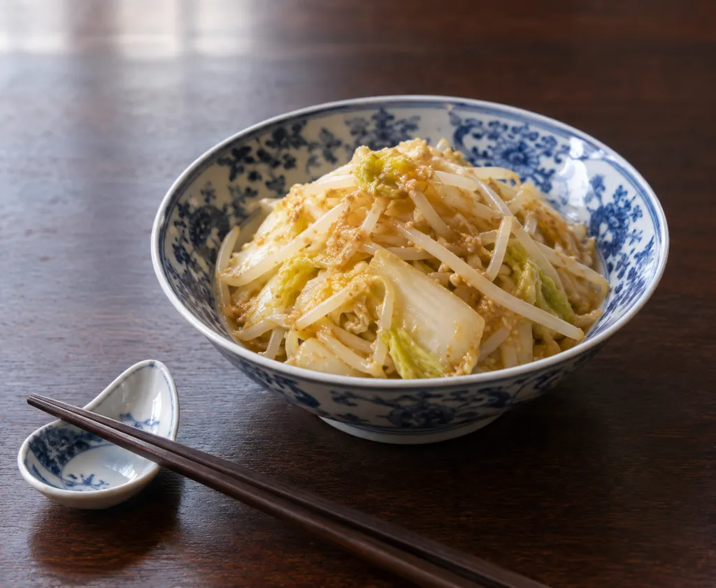 白菜ともやしの中華ごま味噌和えの完成イメージ