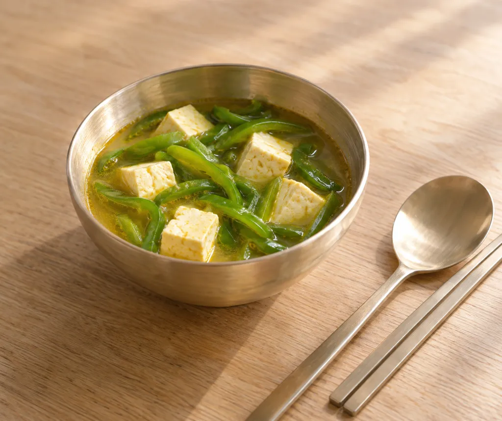 ピーマンと豆腐のカレー汁の完成イメージ