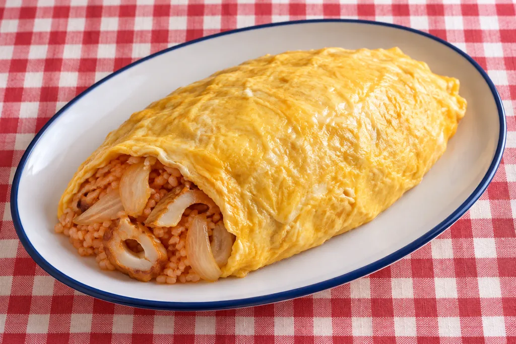 ちくわと玉ねぎのオムライスの完成イメージ