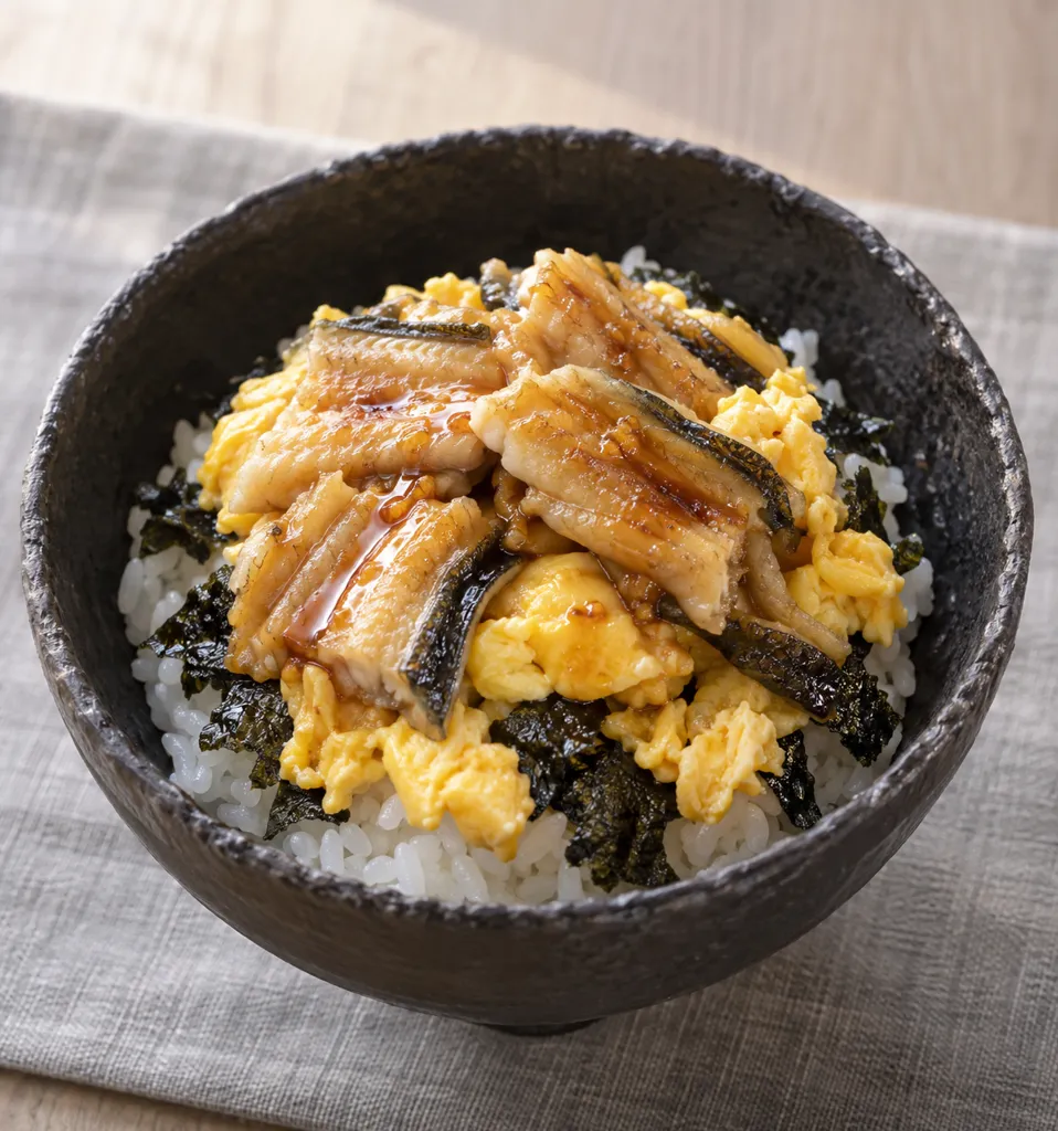 あなごと卵ののり弁風丼の完成イメージ