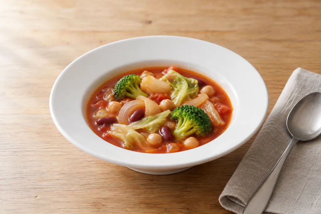 ブロッコリーと豆のミネストローネの完成イメージ