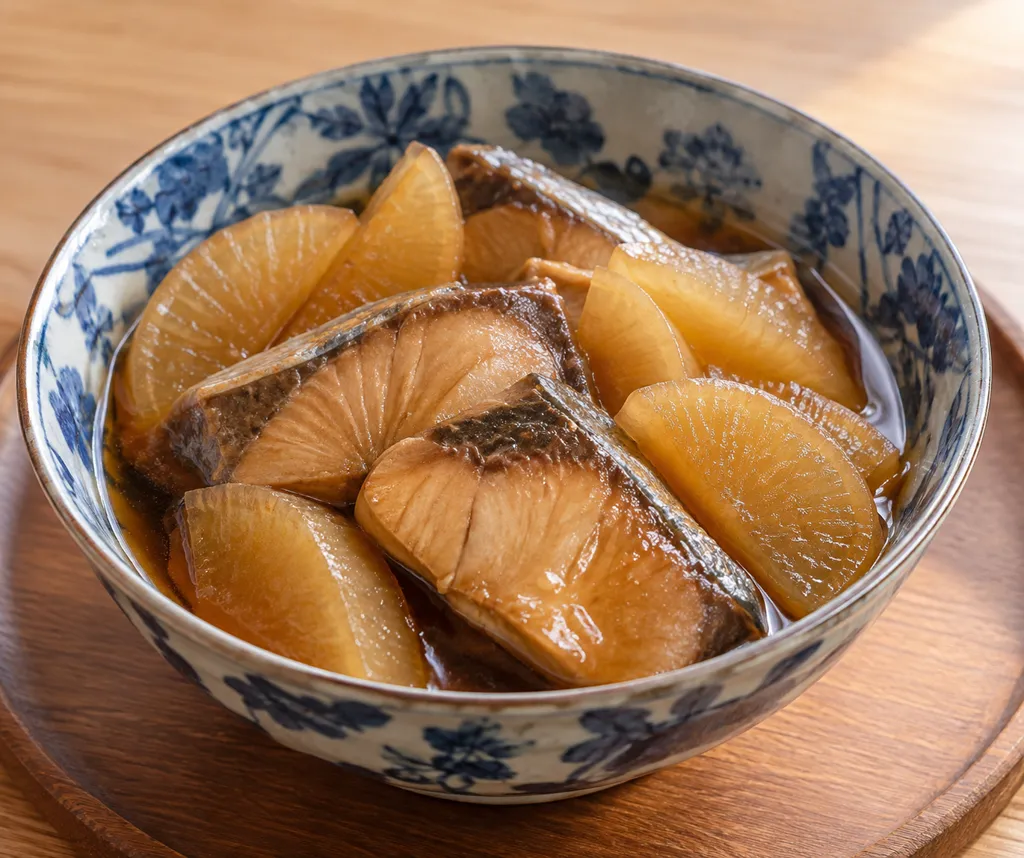 時短ぶりと大根の煮つけの完成イメージ