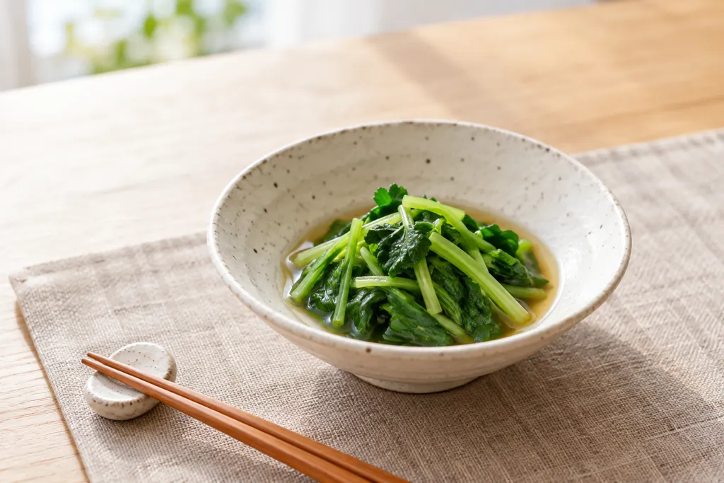 三つ葉のレンジおひたしの完成イメージ
