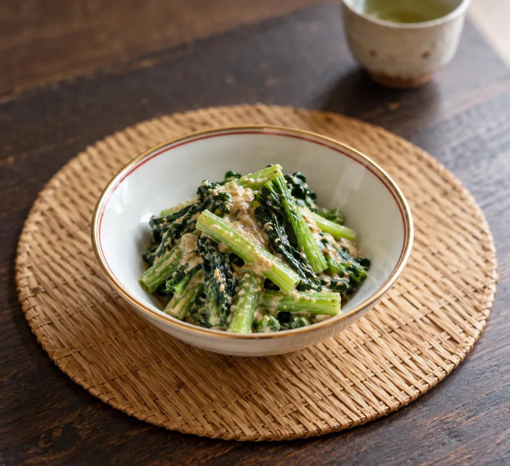 小松菜と練りごまの中華ごま味噌和えの完成イメージ