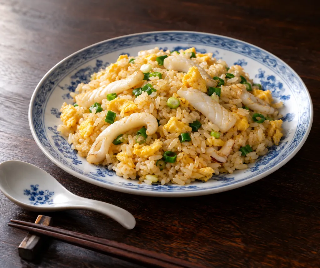 いかとねぎのチャーハンの完成イメージ