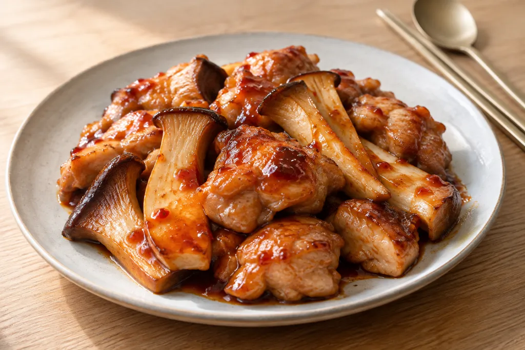 鶏もも肉とエリンギのスイートチリ焼きの完成イメージ