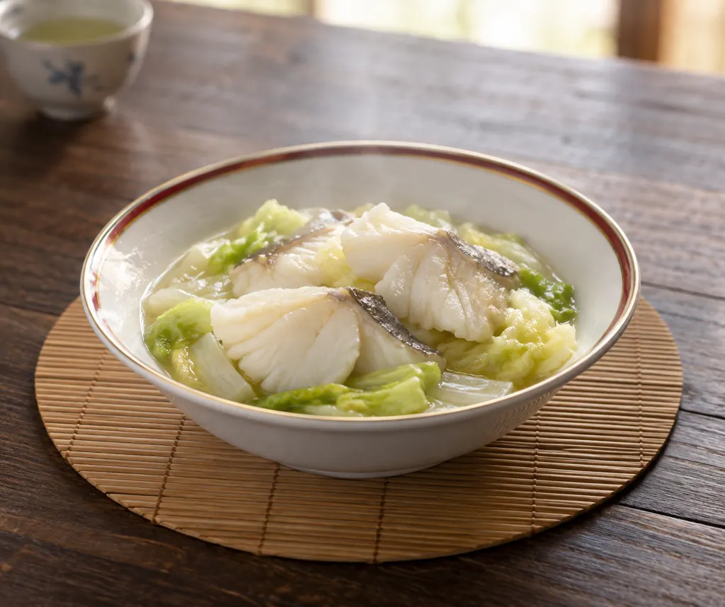 白菜とたらの中華蒸しの完成イメージ