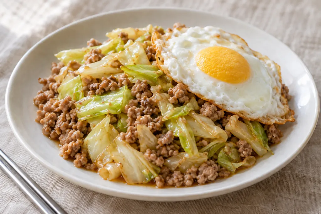 豚ひき肉とキャベツのナンプラー炒めの完成イメージ