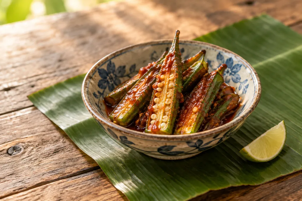 オクラのヤンニョム揚げ焼きの完成イメージ