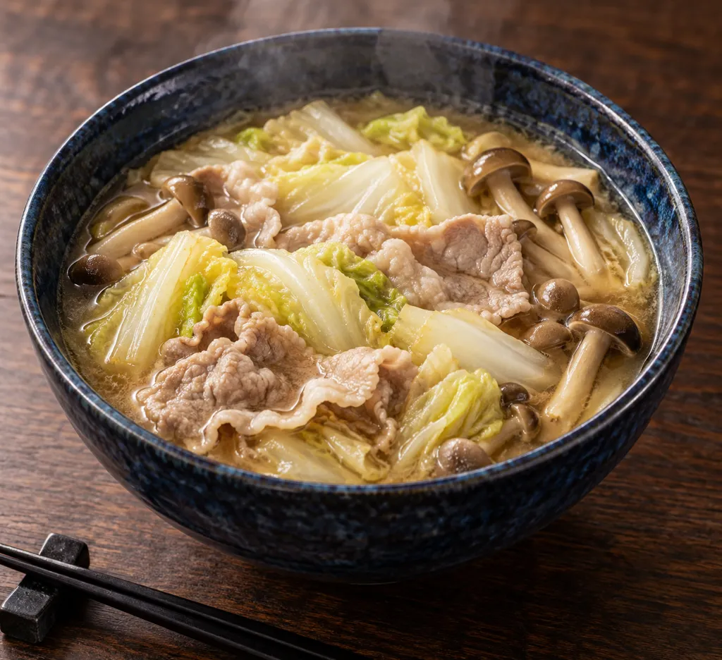 豚もも肉と白菜の味噌鍋の完成イメージ