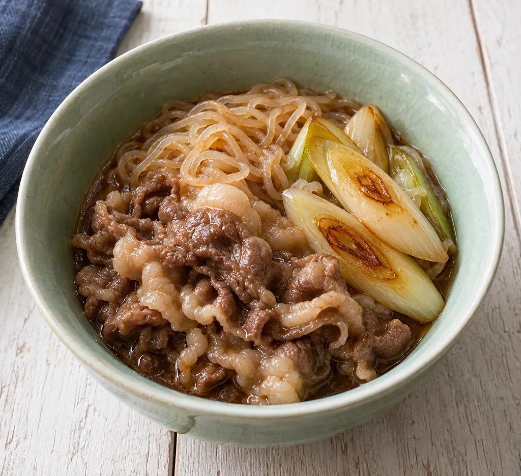 牛バラ肉とねぎのすき煮の完成イメージ