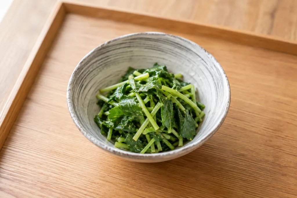 三つ葉のからし醤油和えの完成イメージ