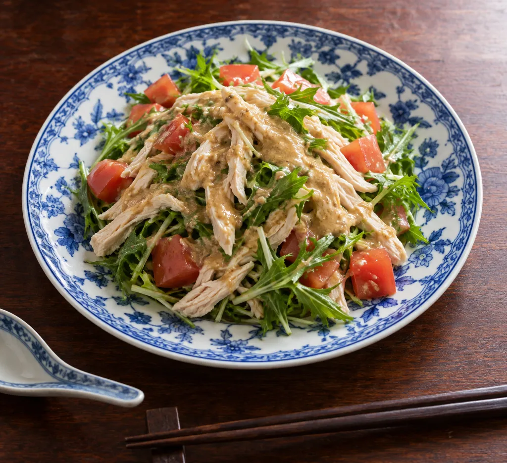 ささみと水菜のレンジ棒棒鶏の完成イメージ