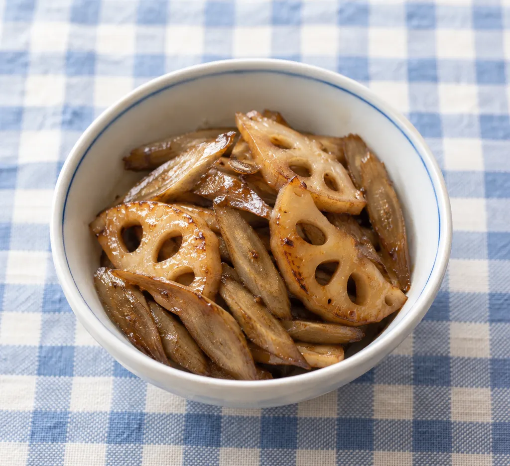 れんこんとごぼうの香ばし醤油焼きの完成イメージ