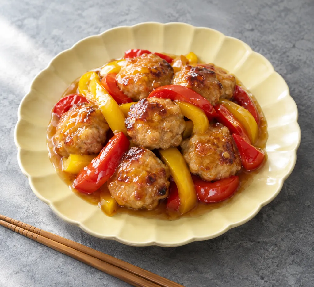 鶏団子とパプリカのレモン醤油炒めの完成イメージ