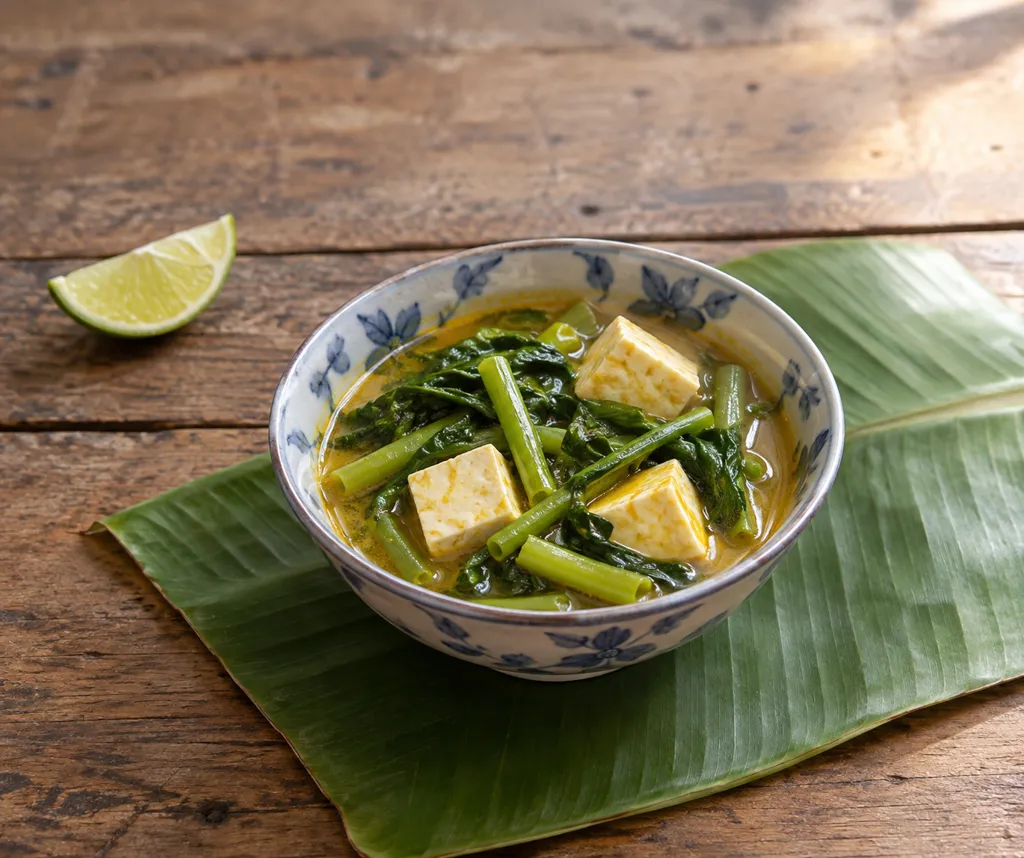 空心菜と豆腐のカレー野菜汁の完成イメージ