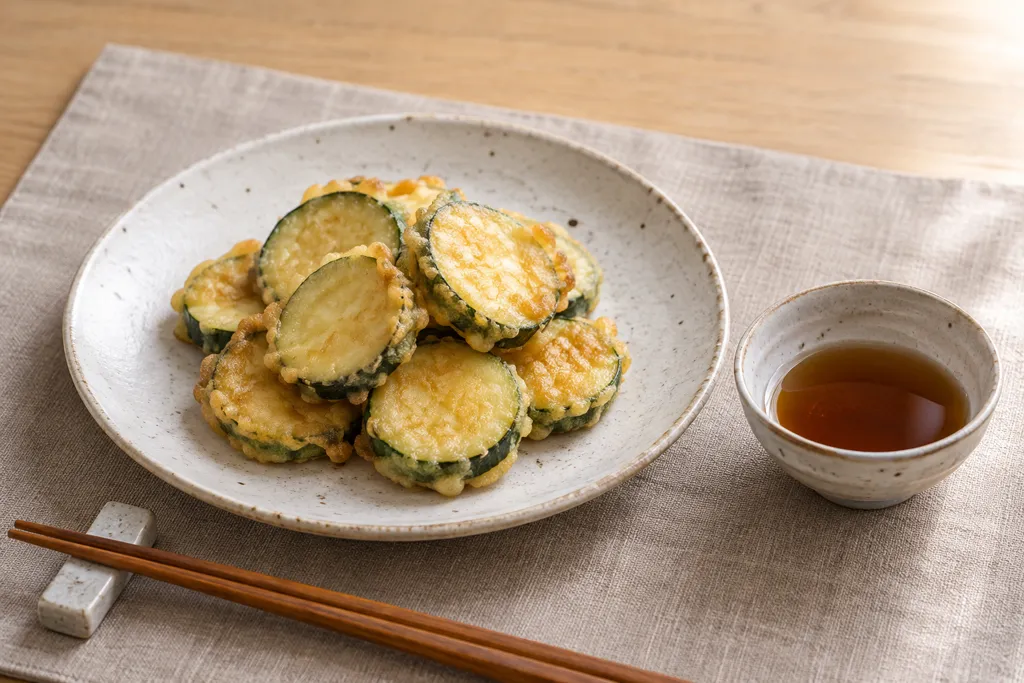 ズッキーニの薄衣揚げ焼き 天つゆの完成イメージ