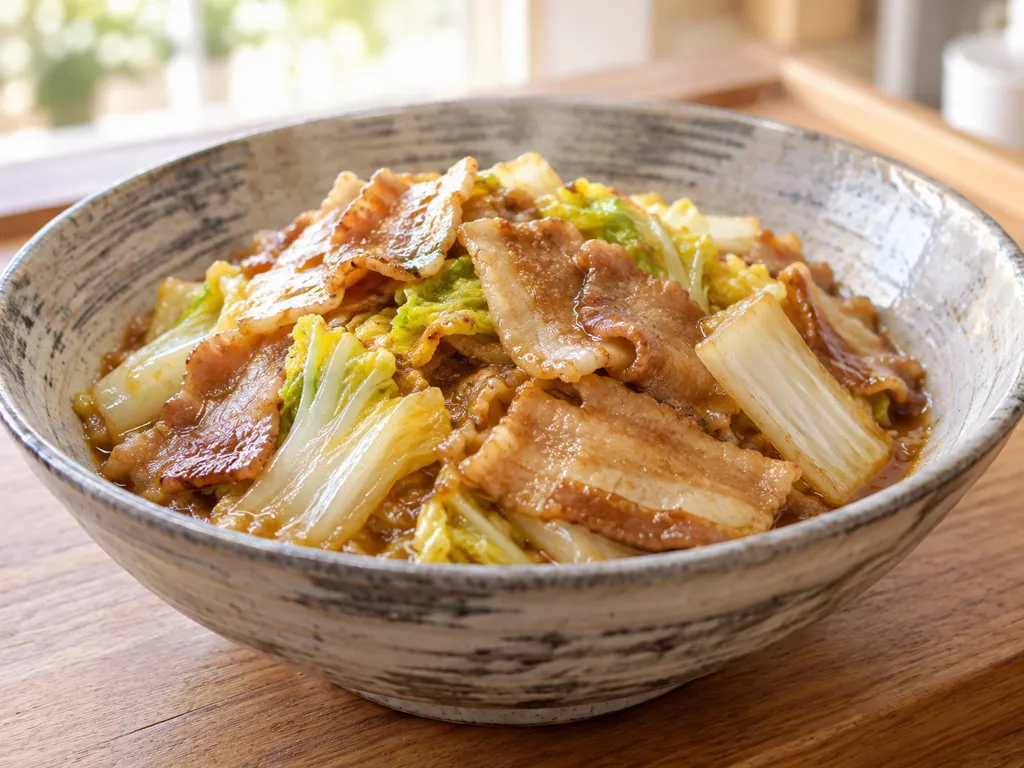 豚バラ肉と白菜のとろり味噌焼きの完成イメージ