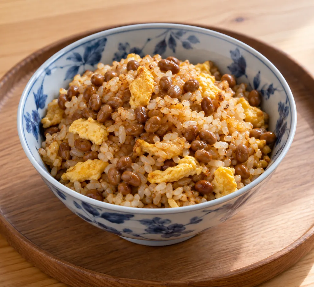 納豆と卵の焼きめしの完成イメージ
