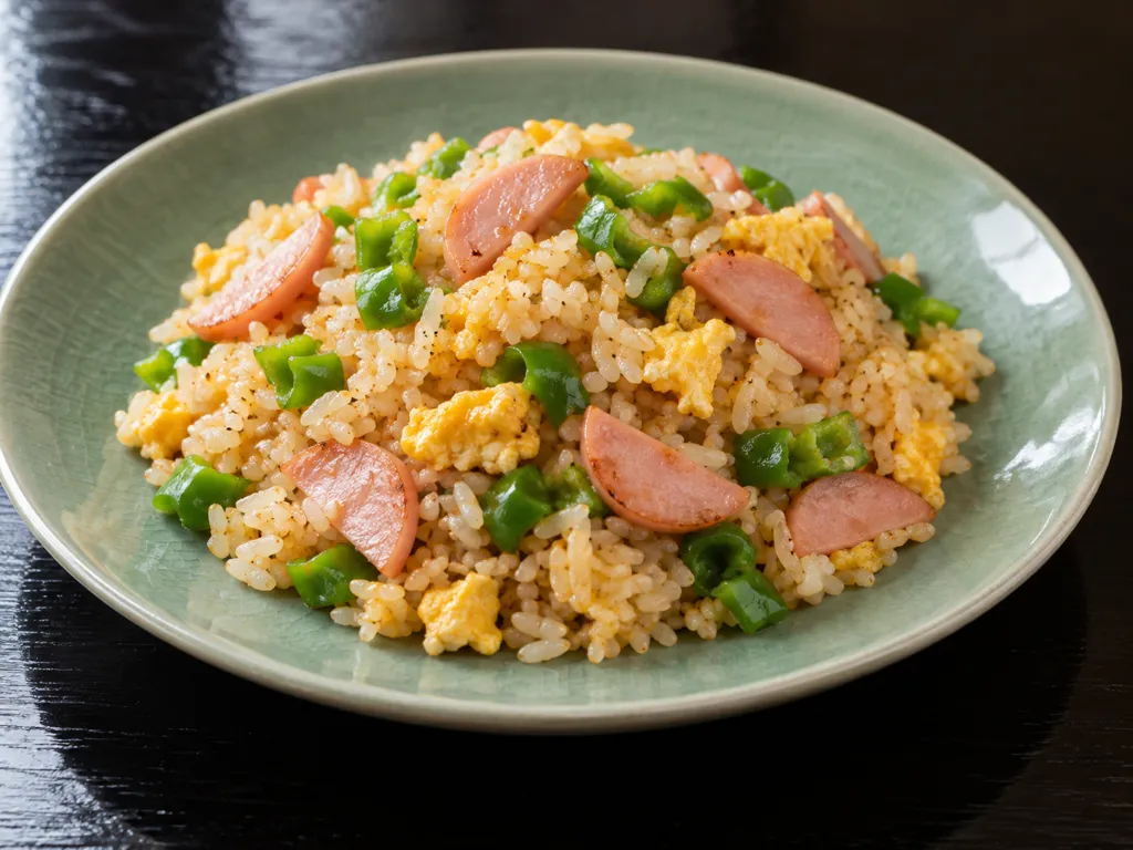 魚肉ソーセージとピーマンのチャーハンの完成イメージ