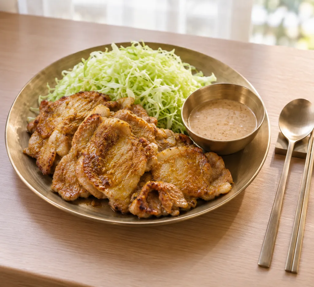 豚ロースとキャベツのサテ風ごまだれ焼きの完成イメージ