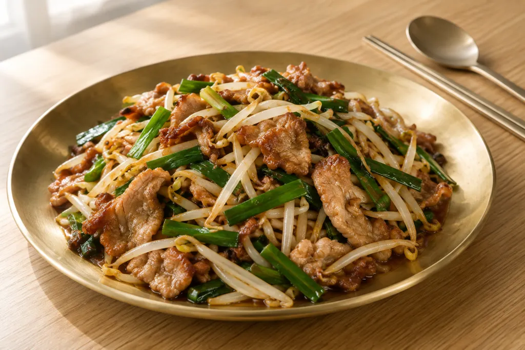 豚こま肉ともやしの甘辛炒めの完成イメージ
