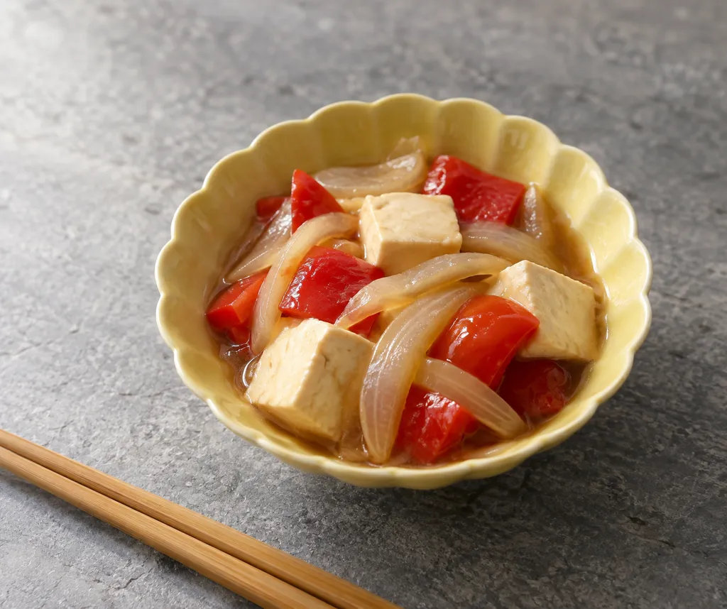 豆腐とパプリカの中華煮の完成イメージ