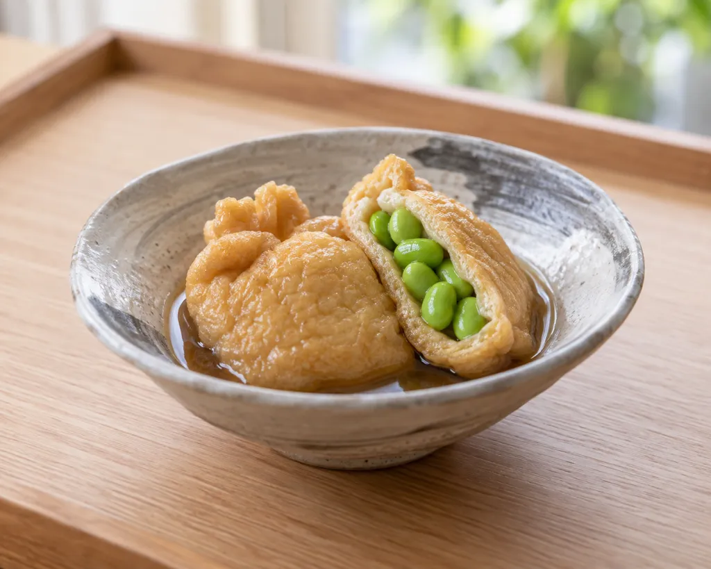 油揚げと枝豆の袋煮の完成イメージ