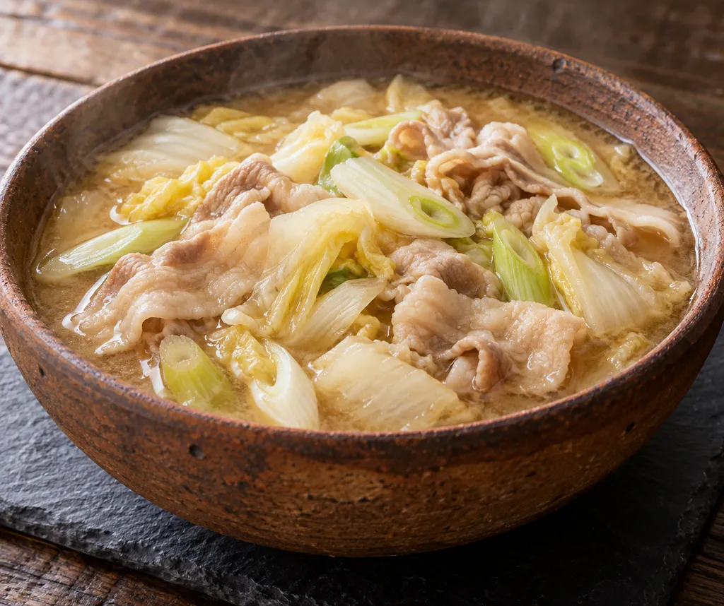豚バラ肉と白菜の味噌鍋の完成イメージ
