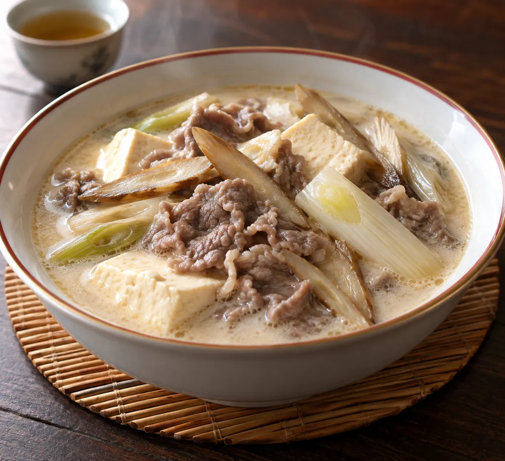 牛こま肉とごぼうの中華豆乳風鍋の完成イメージ