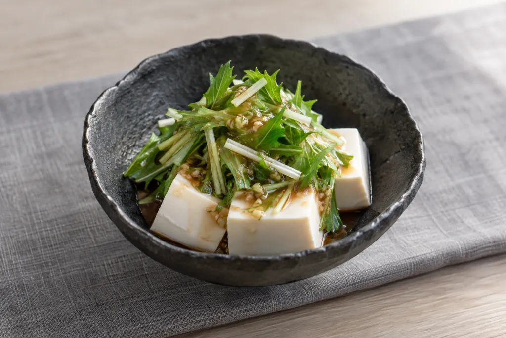 豆腐と水菜の冷ややっこの完成イメージ