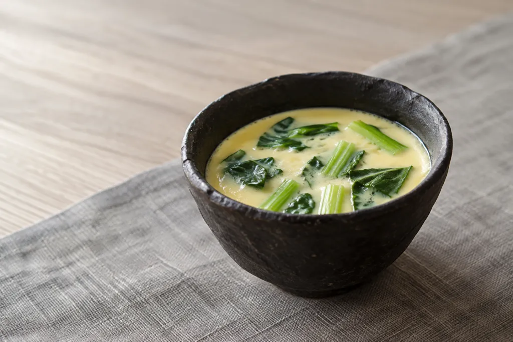 小松菜の茶碗蒸しの完成イメージ