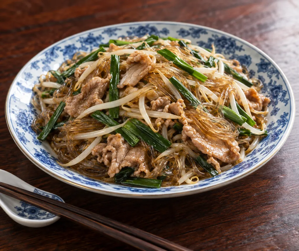 豚こま肉ともやしの春巻き風炒めの完成イメージ