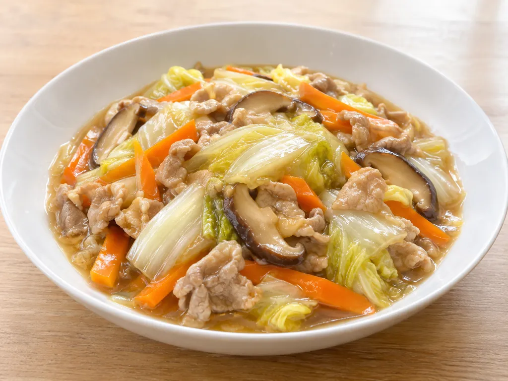 時短豚バラ肉と白菜の中華あん炒めの完成イメージ